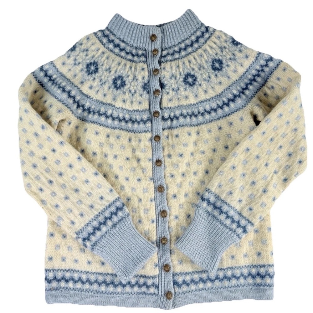 Vintage Paul Mage Hand Knit 100% Wool Danish Fair Isle Ski Sweater 1950s 1960s